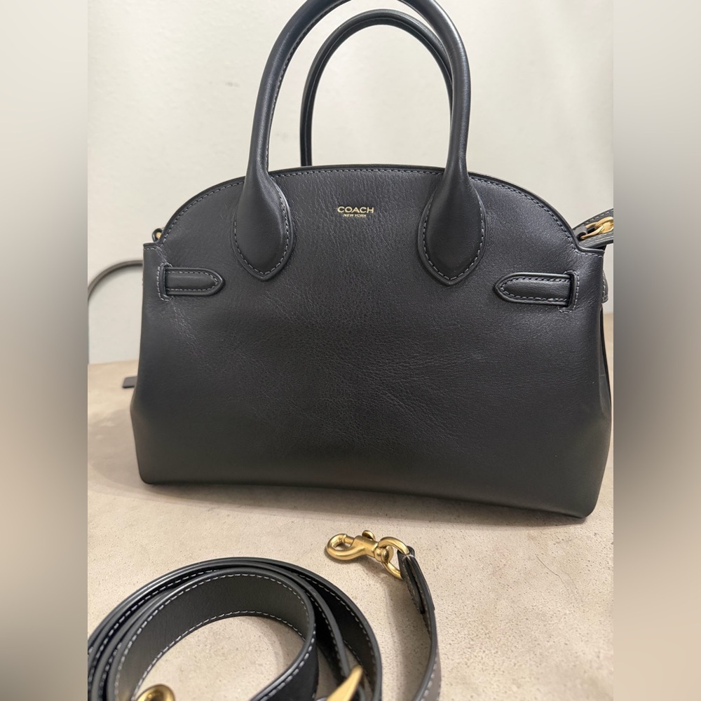 Coach soft empire 28 Black Leather Satchel with Gold Accents
